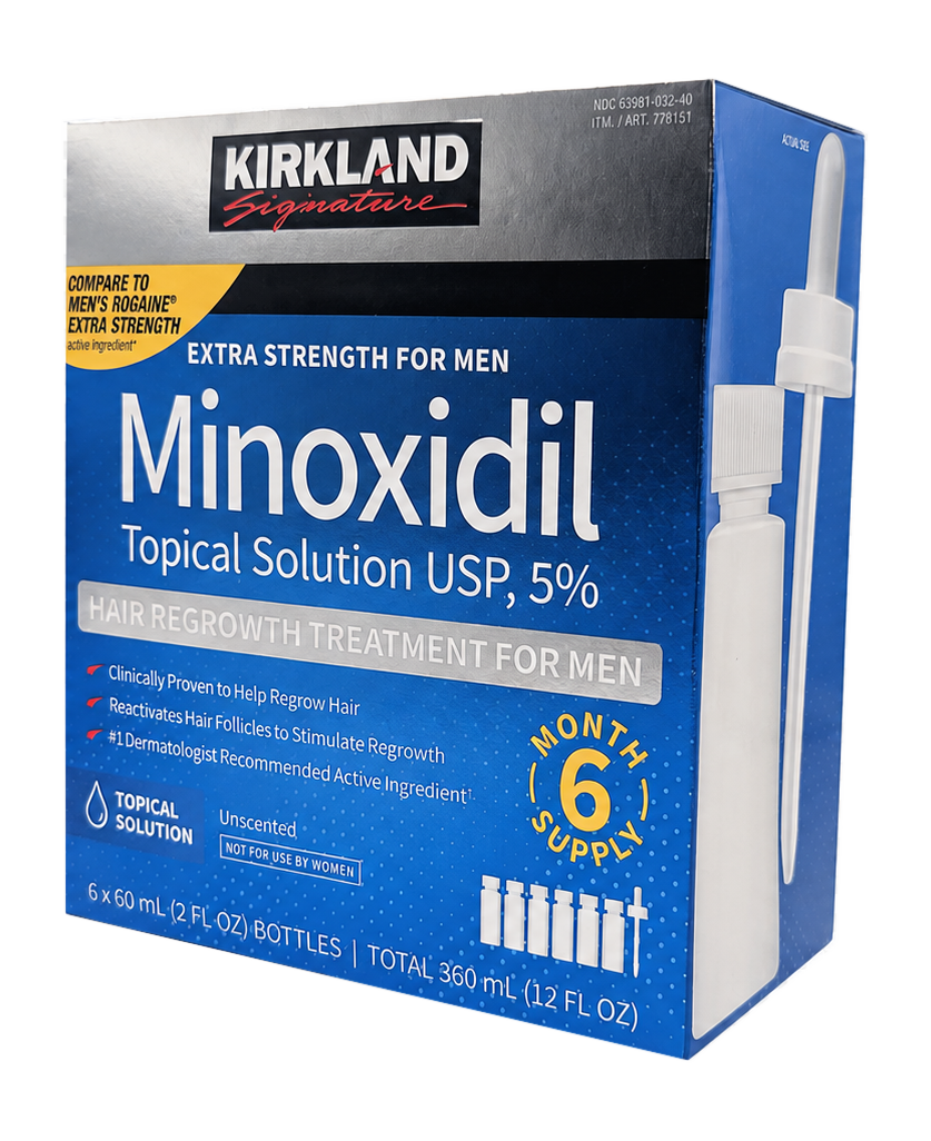 Caja original de Minoxidil Kirkland 5%